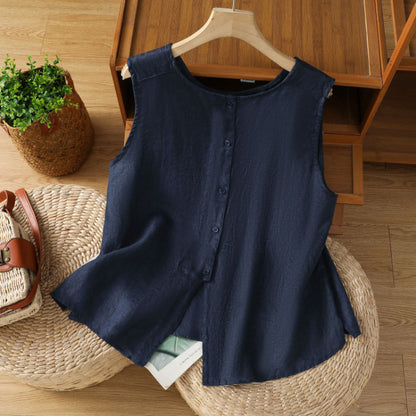 Women Cotton Linen Sleeveless Vest Top