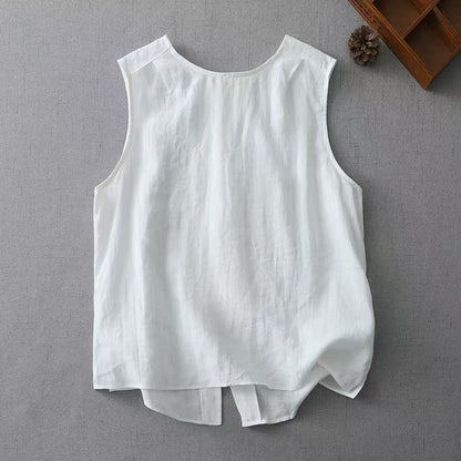 Women Cotton Linen Sleeveless Vest Top