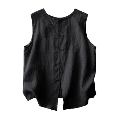 Women Cotton Linen Sleeveless Vest Top