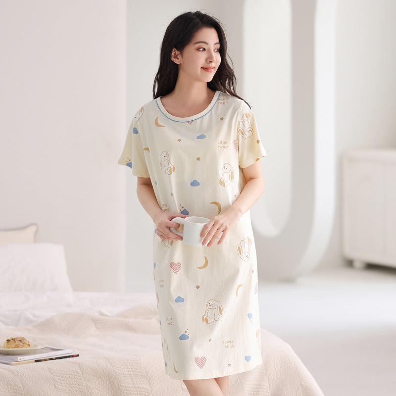 Women Cotton Sleep Nightgown Home Dress