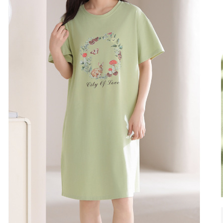 Women Cotton Sleep Nightgown Home Dress