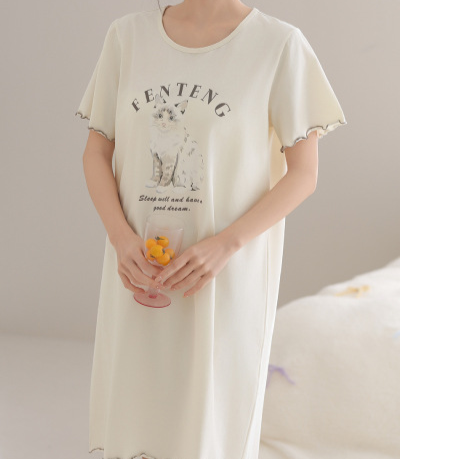 Women Cotton Sleep Nightgown Home Dress