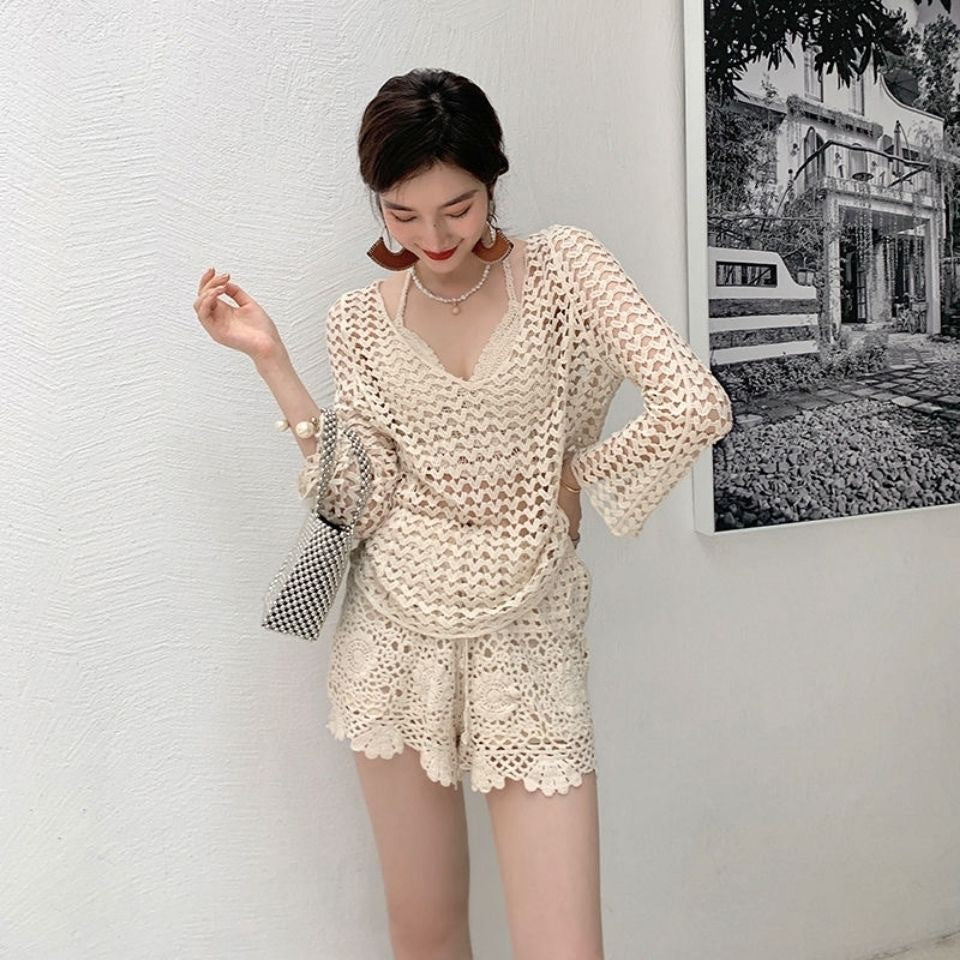 Women Crochet Coverup Set