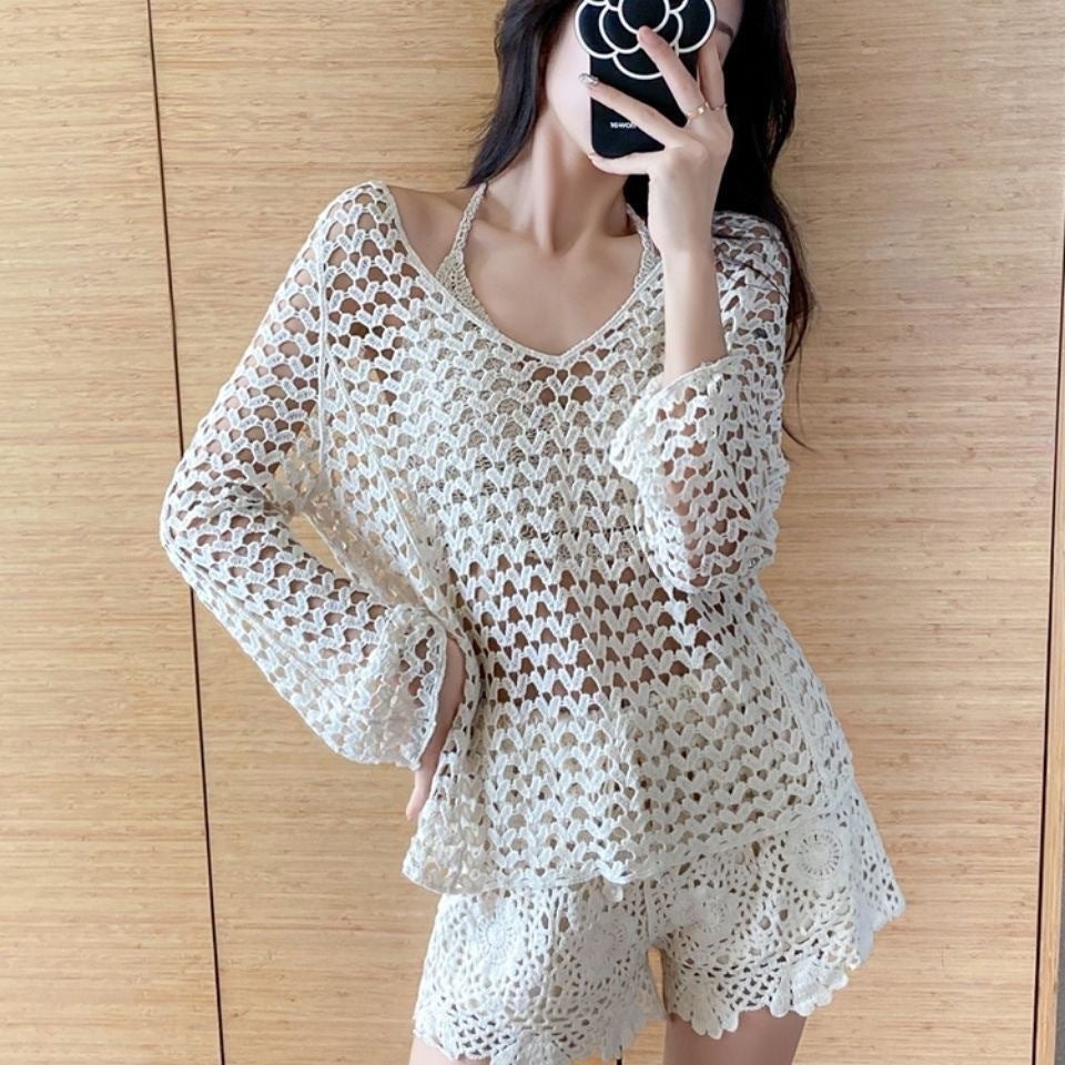 Women Crochet Coverup Set