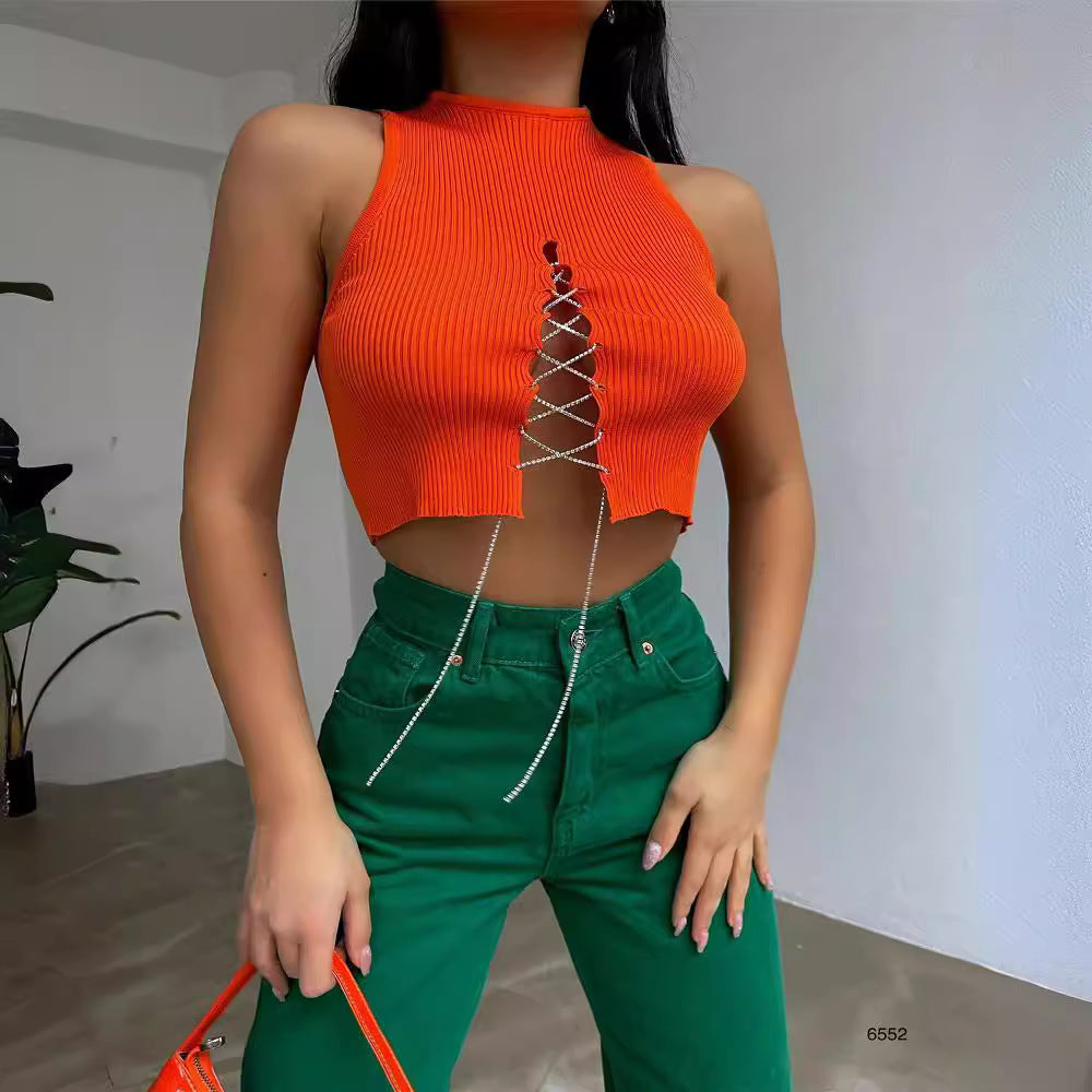 Women Fashion Crop Top Strapless Solid Color Vest