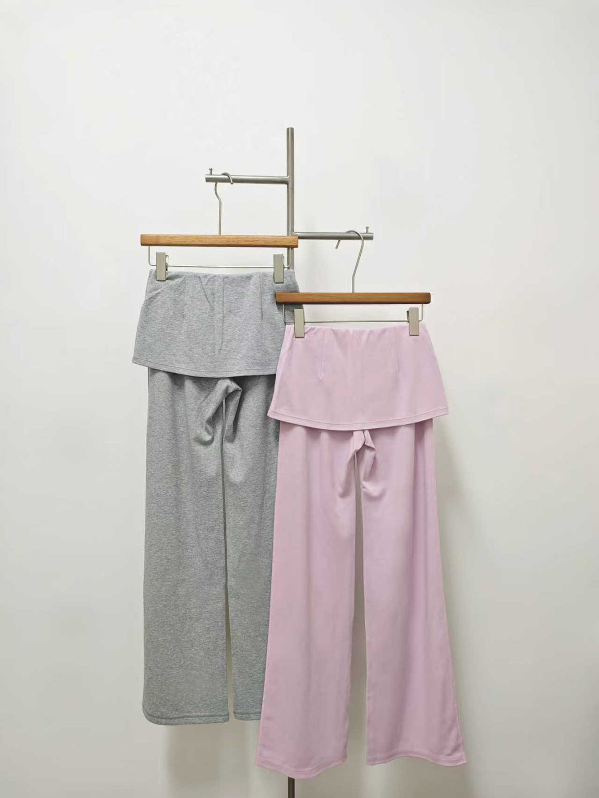 Women Faux Two Piece Straight Leg Stretch Skirt Pants