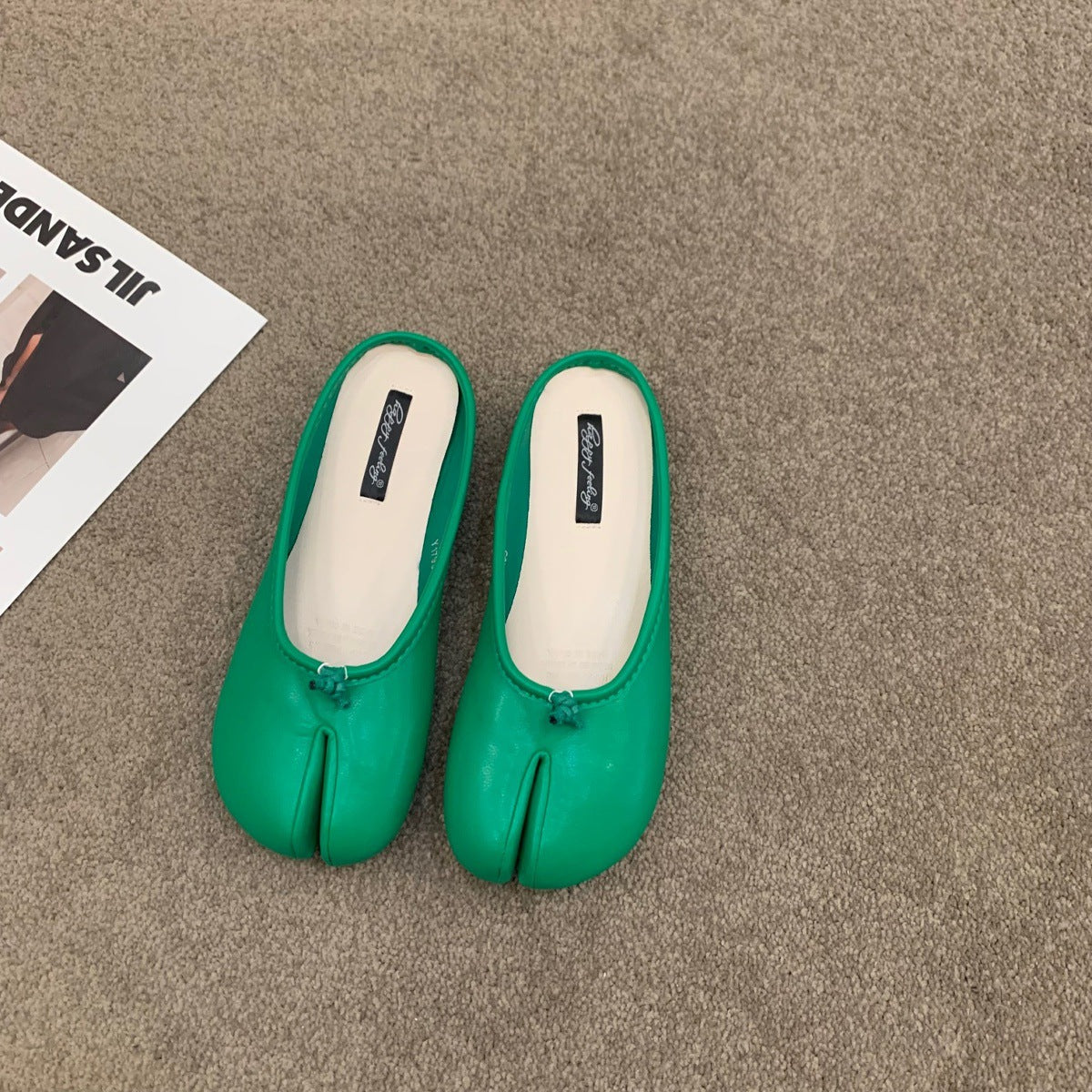 Women Flat Split-Toe Mule Loafers