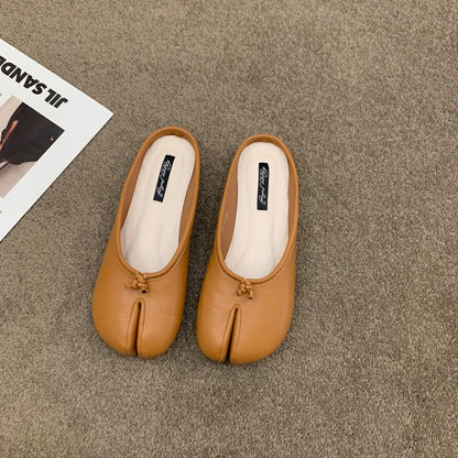 Women Flat Split-Toe Mule Loafers