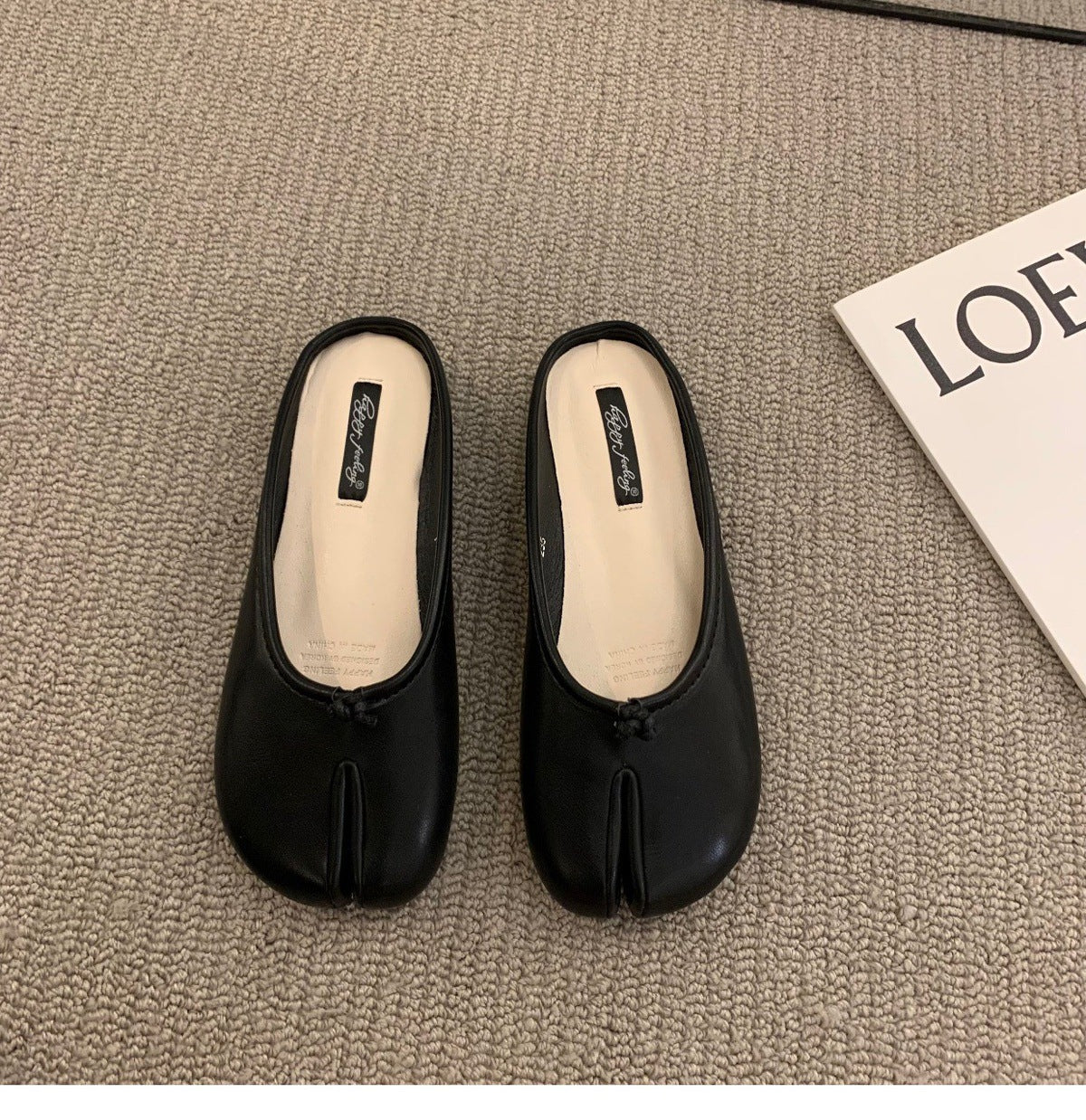 Women Flat Split-Toe Mule Loafers