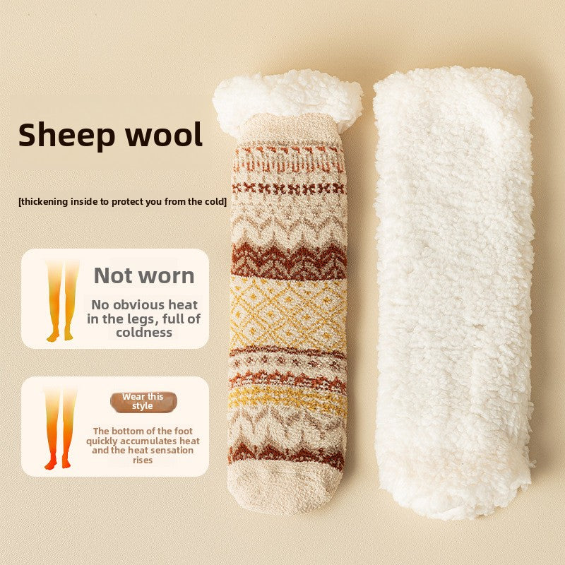 Women Fleece Lined Anti Slip Socks