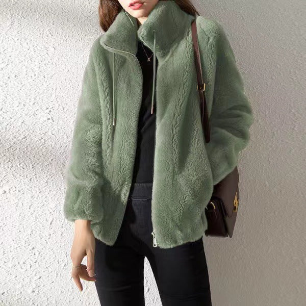 Women Fleece Zipper Cardigan Winter Thick Velvet Jacket