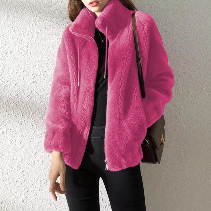 Women Fleece Zipper Cardigan Winter Thick Velvet Jacket