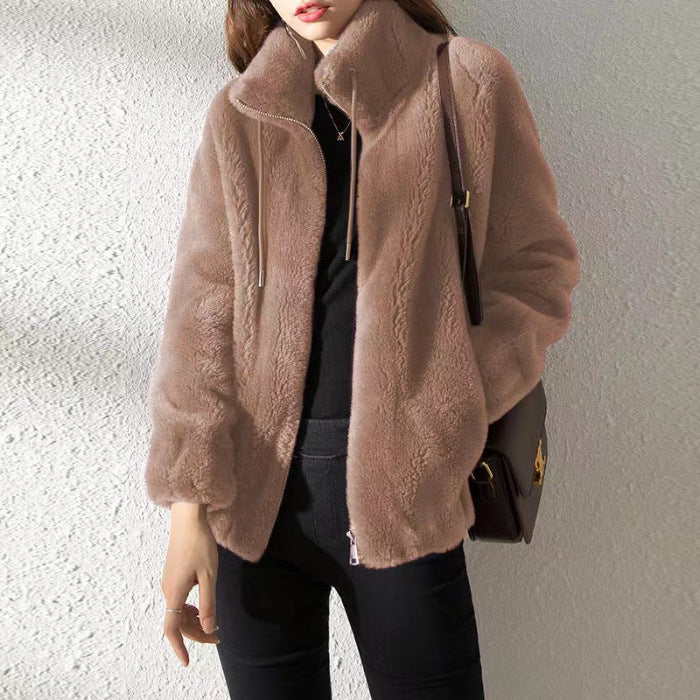 Women Fleece Zipper Cardigan Winter Thick Velvet Jacket