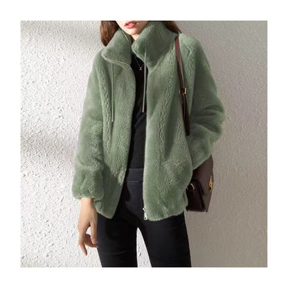 Women Fleece Zipper Cardigan Winter Thick Velvet Jacket