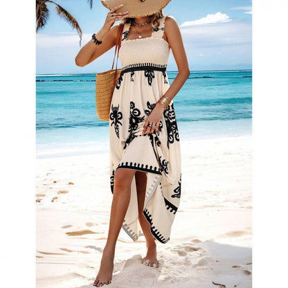 Women Floral Print Strapless Dress