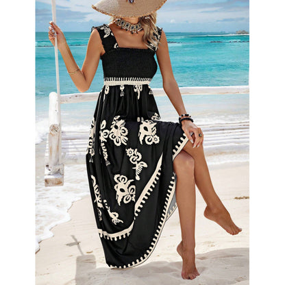 Women Floral Print Strapless Dress