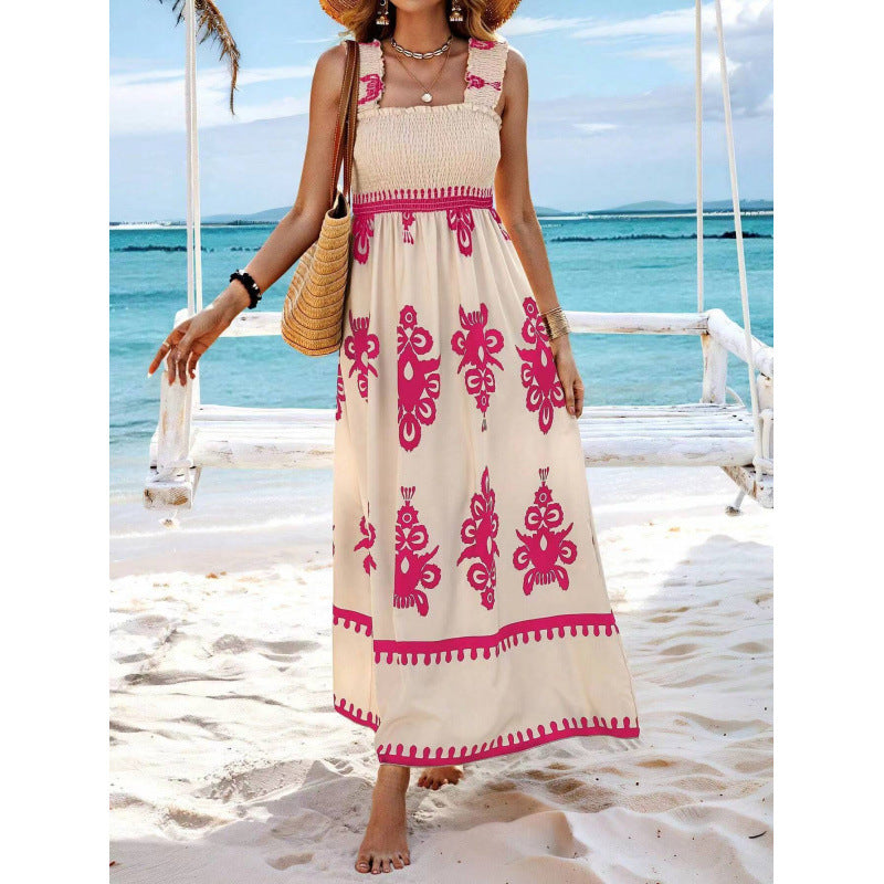 Women Floral Print Strapless Dress