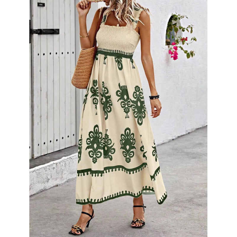 Women Floral Print Strapless Dress
