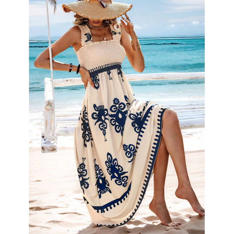 Women Floral Print Strapless Dress