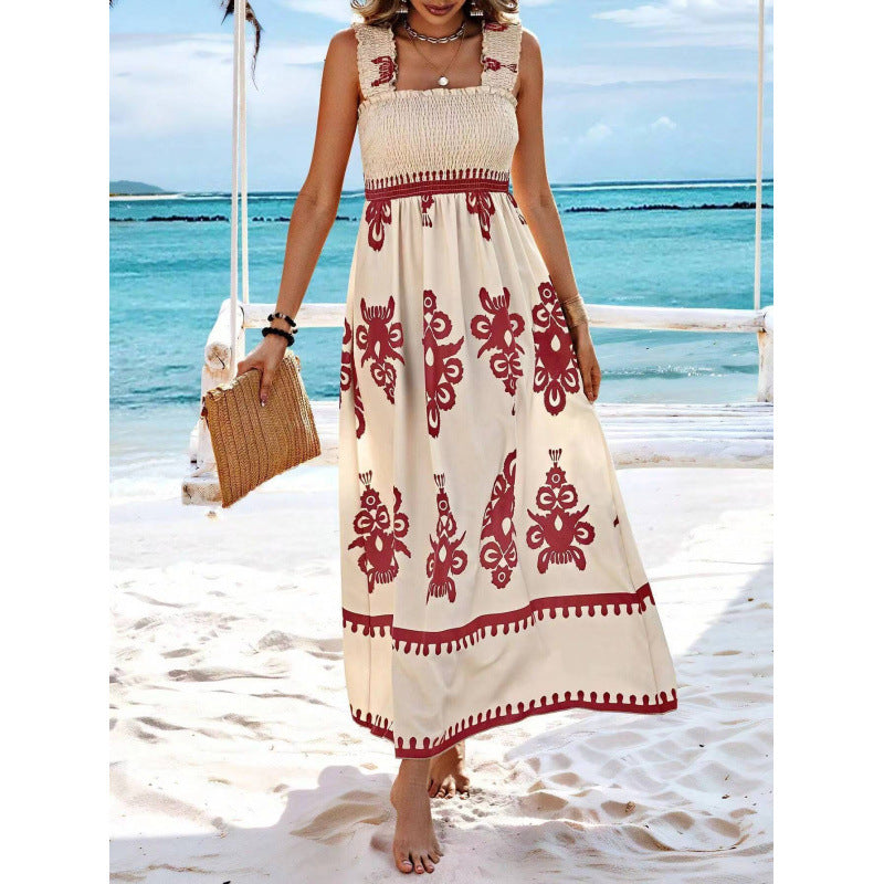 Women Floral Print Strapless Dress