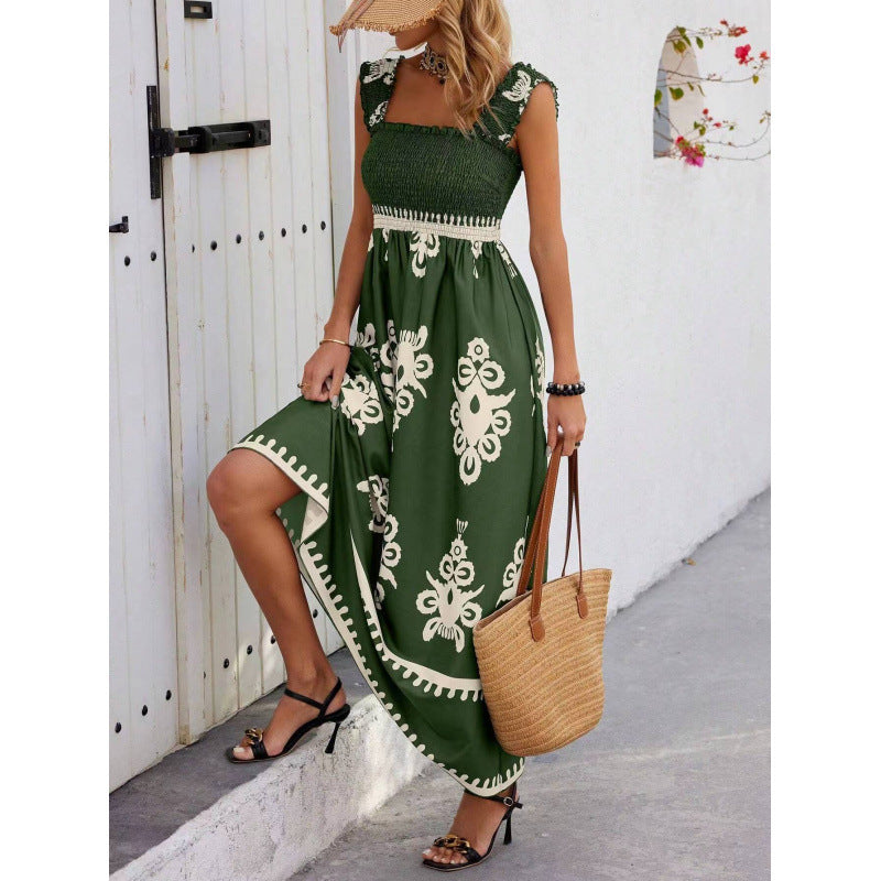 Women Floral Print Strapless Dress