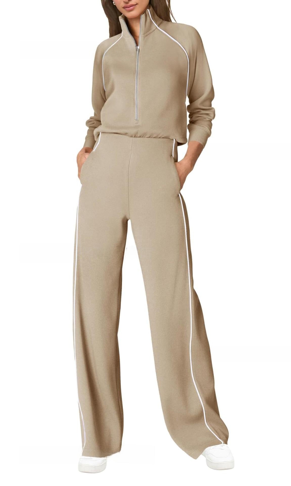 Women Half Zip Sport Jumpsuit