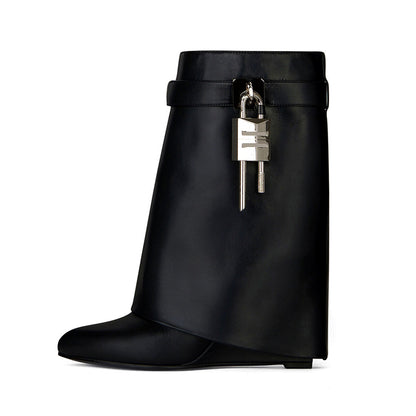 Women High Heel Round Toe Short Boots