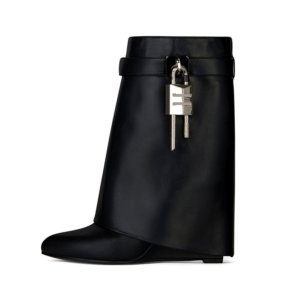 Women High Heel Round Toe Short Boots