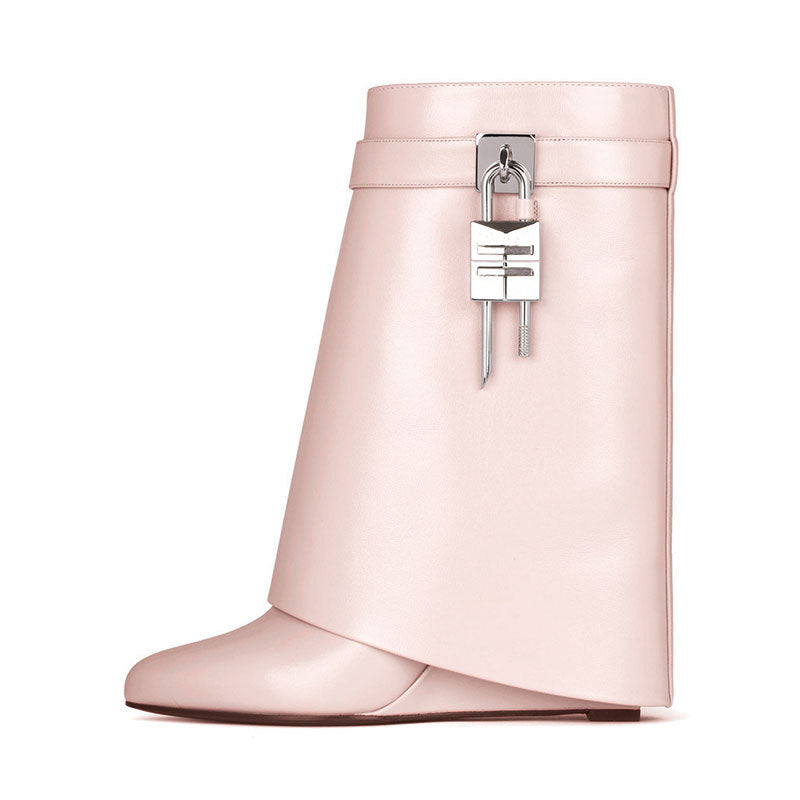 Women High Heel Round Toe Short Boots