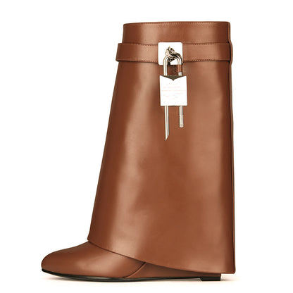 Women High Heel Round Toe Short Boots