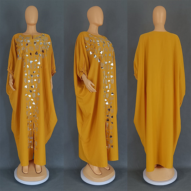 Women Hot Drill Patch Loose Dress