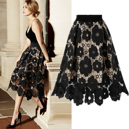 Women Lace A-Line Midi Skirt