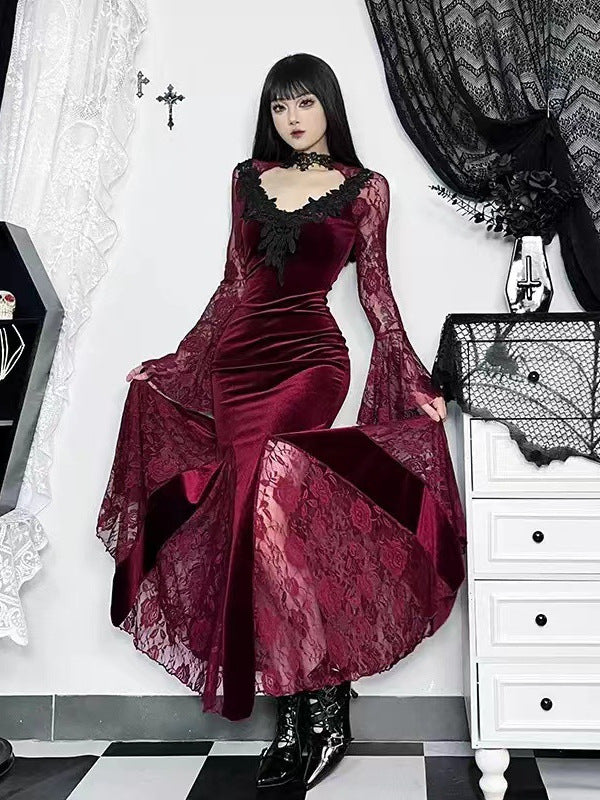 Women Lace Fishtail Dress
