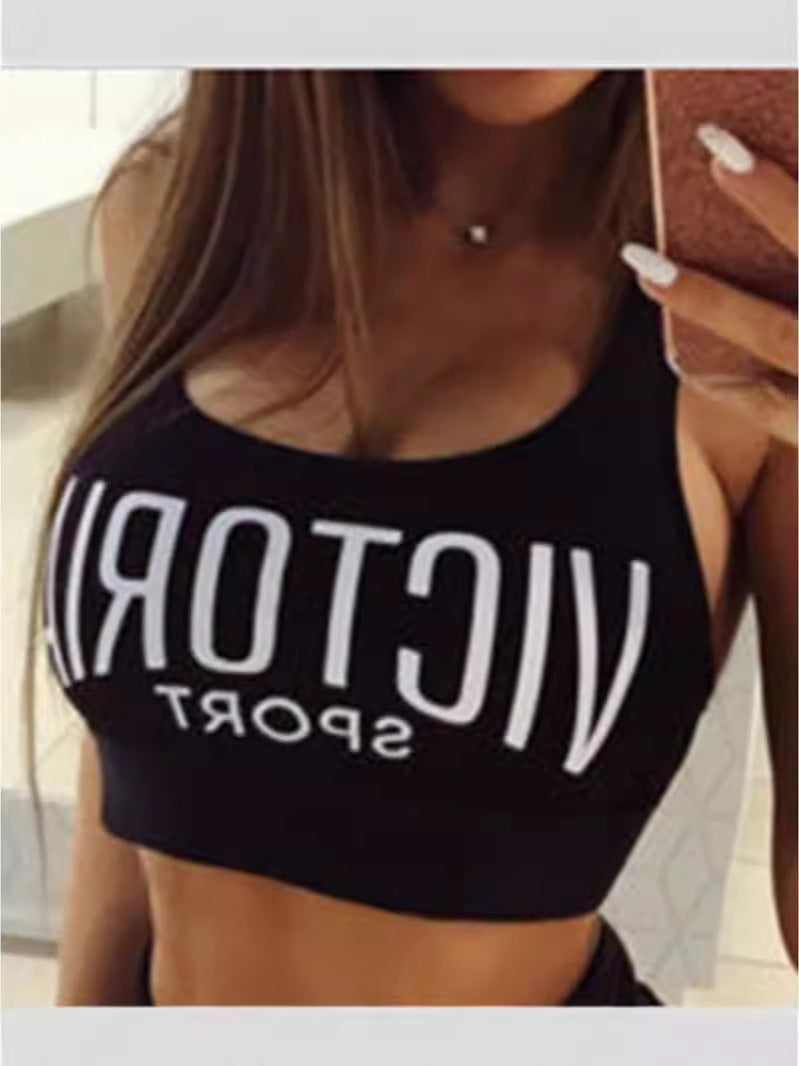 Women Letter Print Knitted Vest