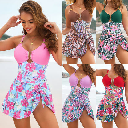 Women One Piece Swimsuit Skirt Style