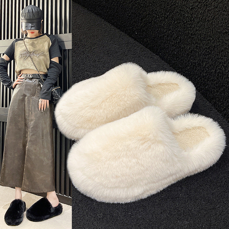 Women Plush Home Slippers Thick Sole