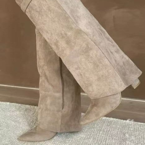 Women Pointed Toe Thick Heel High Boots
