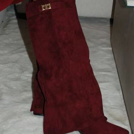 Women Pointed Toe Thick Heel High Boots