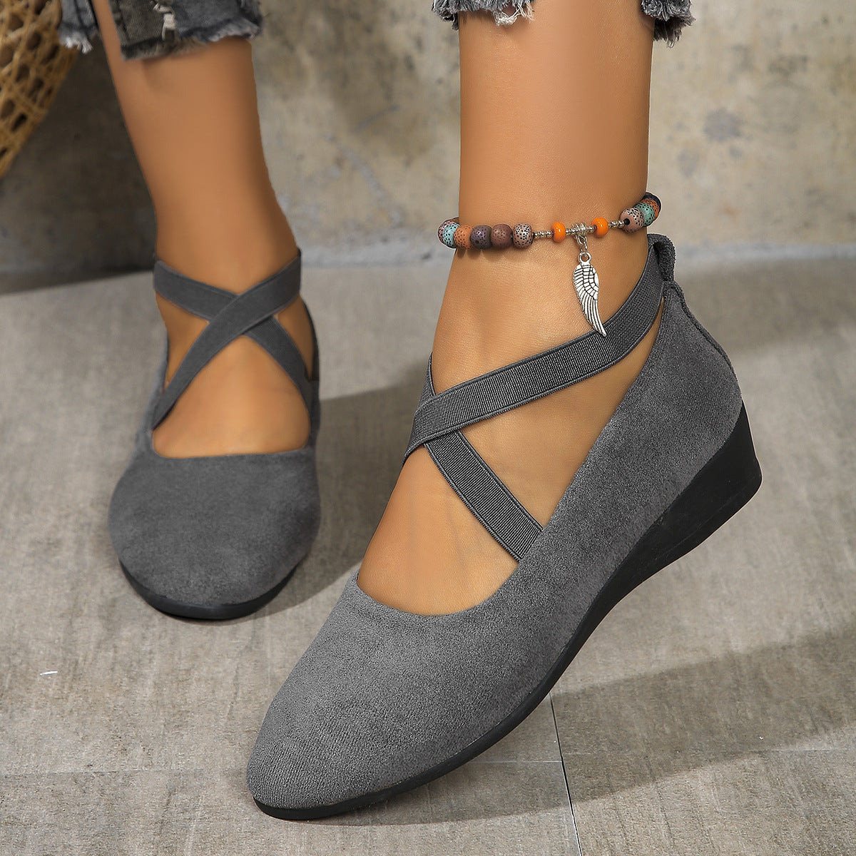 Women Pointed Toe Wedge Casual Shoes