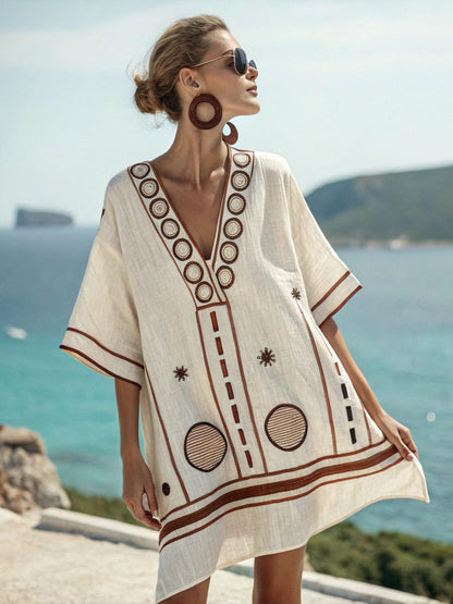 Women Printed V-Neck Mid Length Dress