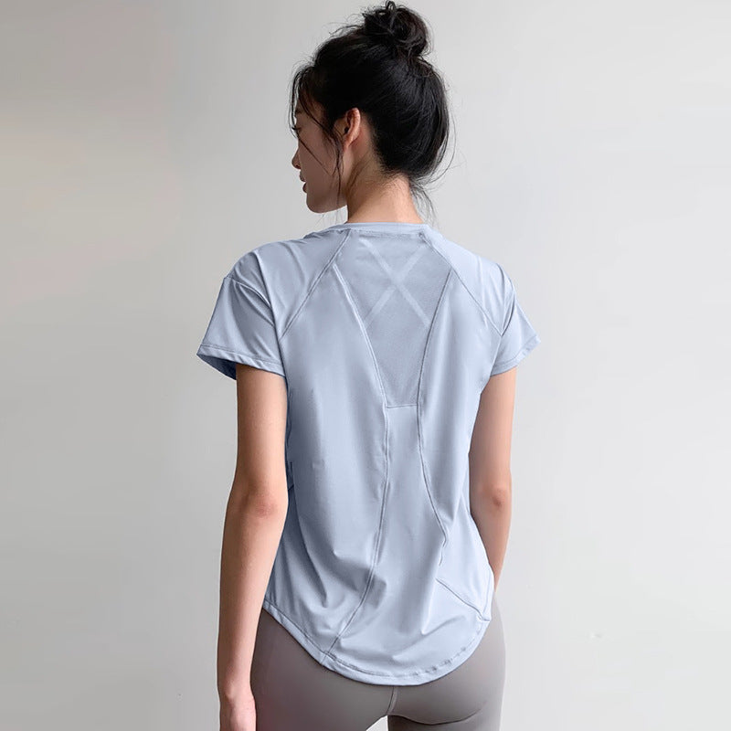 Women Quick Dry Yoga Shirt Slimming Loose Fit Running Tee