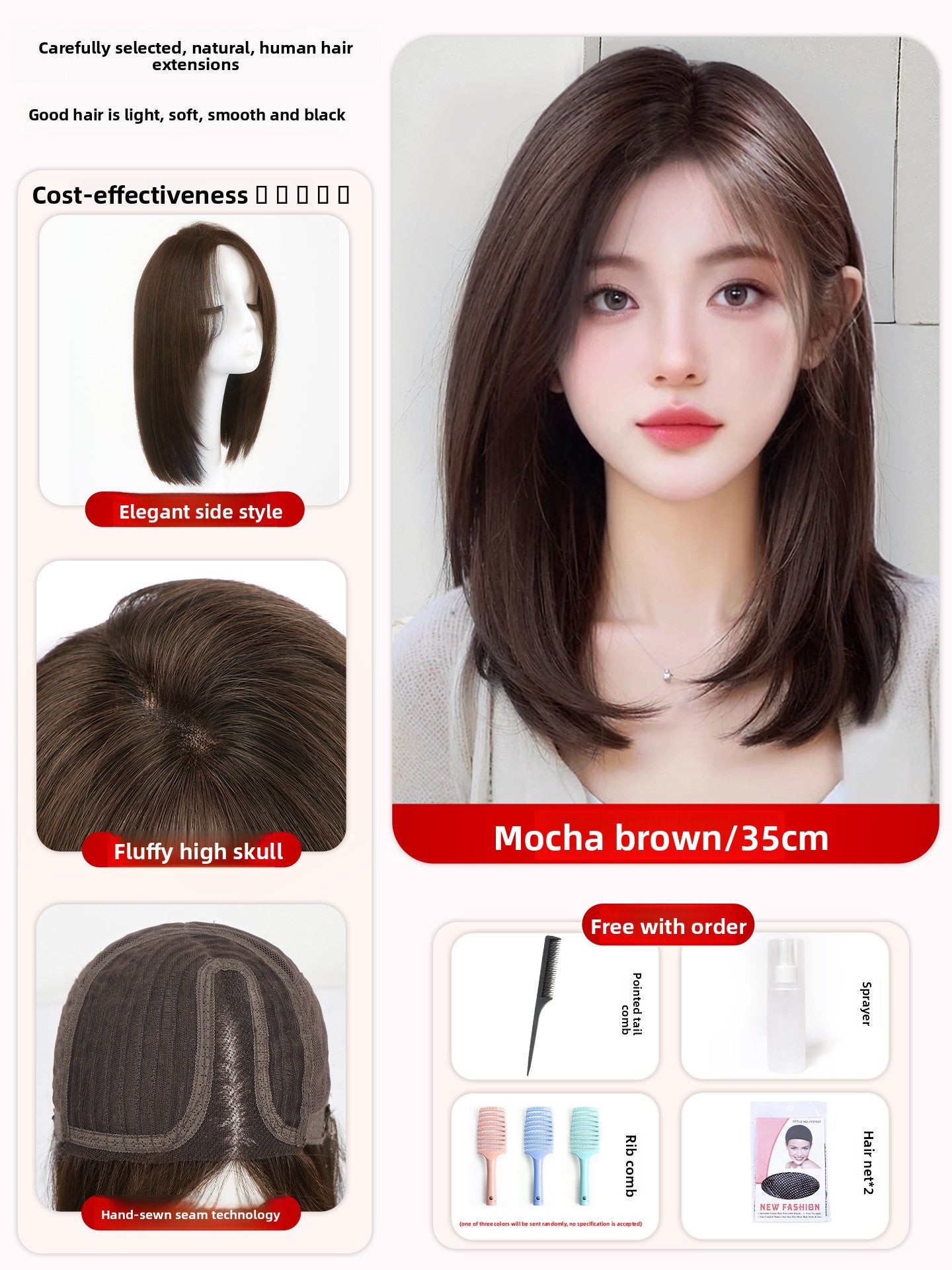Women Real Human Hair Full Wig