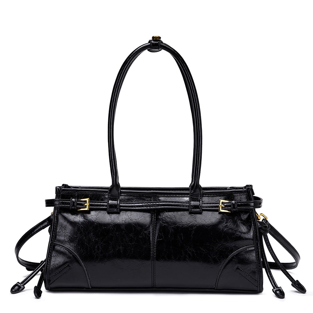 Women Retro Oil Wax Leather Tote Bag