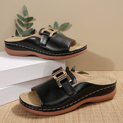 Women Roman Style T-Strap Wedge Sandals