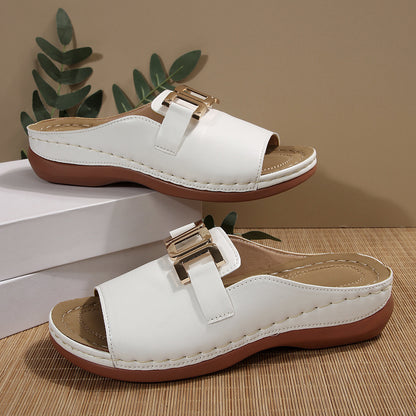 Women Roman Style T-Strap Wedge Sandals