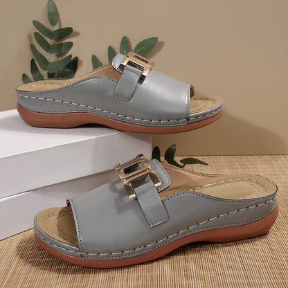 Women Roman Style T-Strap Wedge Sandals