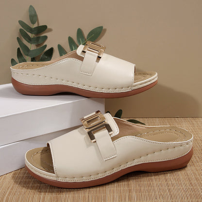 Women Roman Style T-Strap Wedge Sandals