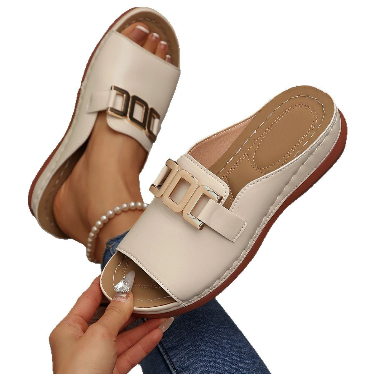 Women Roman Style T-Strap Wedge Sandals