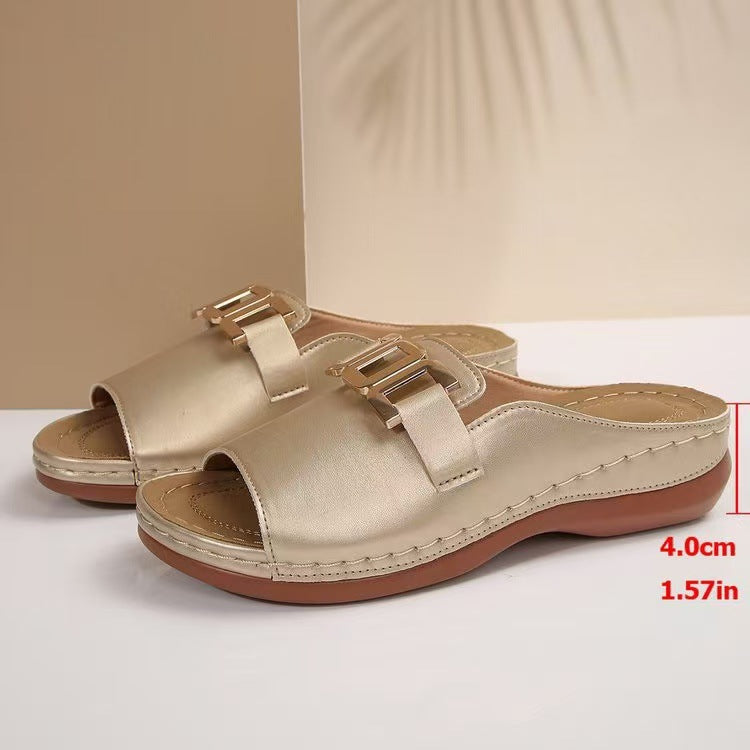 Women Roman Style T-Strap Wedge Sandals