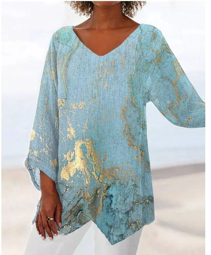 Women's 3D Digital Print Round Neck Long Sleeve T-Shirt